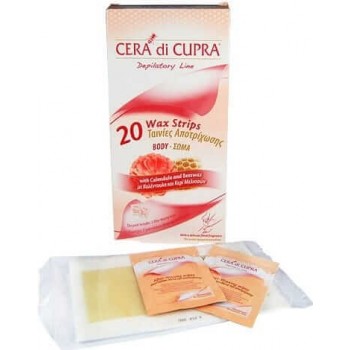Cera di Cupra - depilační proužky na tělo pro citlivou pokožku s obsahem panenského včelího vosku a měsíčku lékařského 20 ks CER
