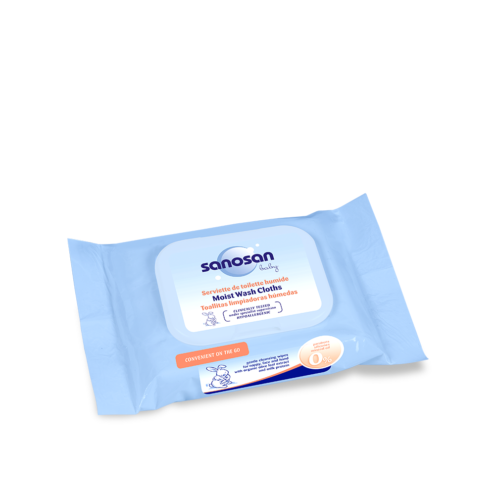 SANOSAN - vlhčené čistící utěrky pro miminka s klipem cestovní balení 15 ks sanosan - 1