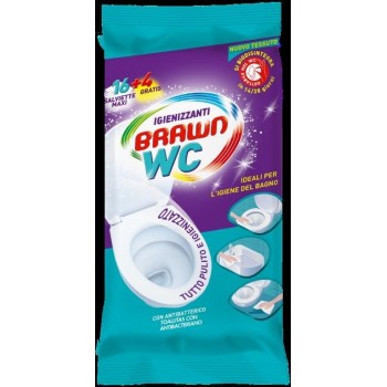 BRAWN antibakteriální a dezinfekční vlhčené utěrky wc maxi 16 + 4 ks Brawn - 1