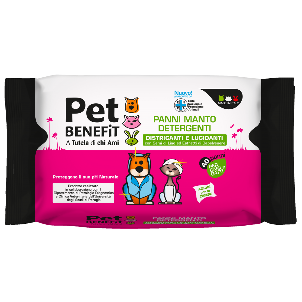 PET BENEFIT čistící vlhčené ubrousky na srst s extraktem lněných semínek a jasanu 40 ks Pet Benefit - 1